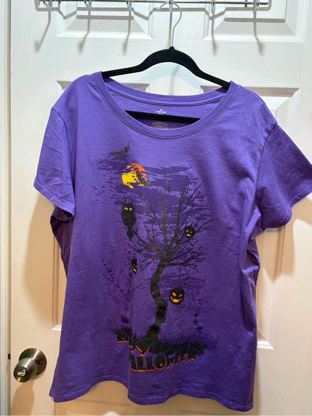 Plus Womens 3x Halloween Purple Graphic Tee